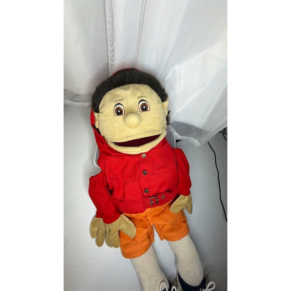 Vintage Boy Hand Puppet Red Hooded Jacket Orange Shorts Full Body Character